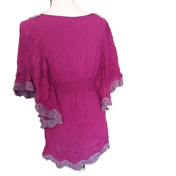 Charming Charlie Size Small Purple Grey Gray Blouse Embroidered Flowy Chic Boho - Picture 4 of 14